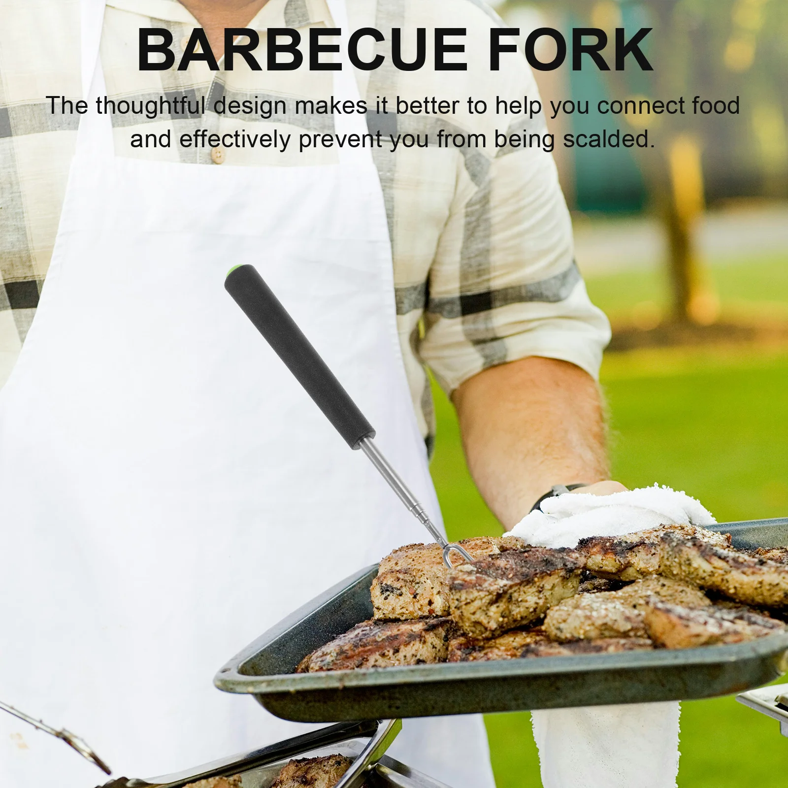 

6Pcs Metal Skewers for Grilling Bbq Forks Stainless Steel Roasting Sticks Hot Dog Fork Outdoor Cooking Meat Fork Set