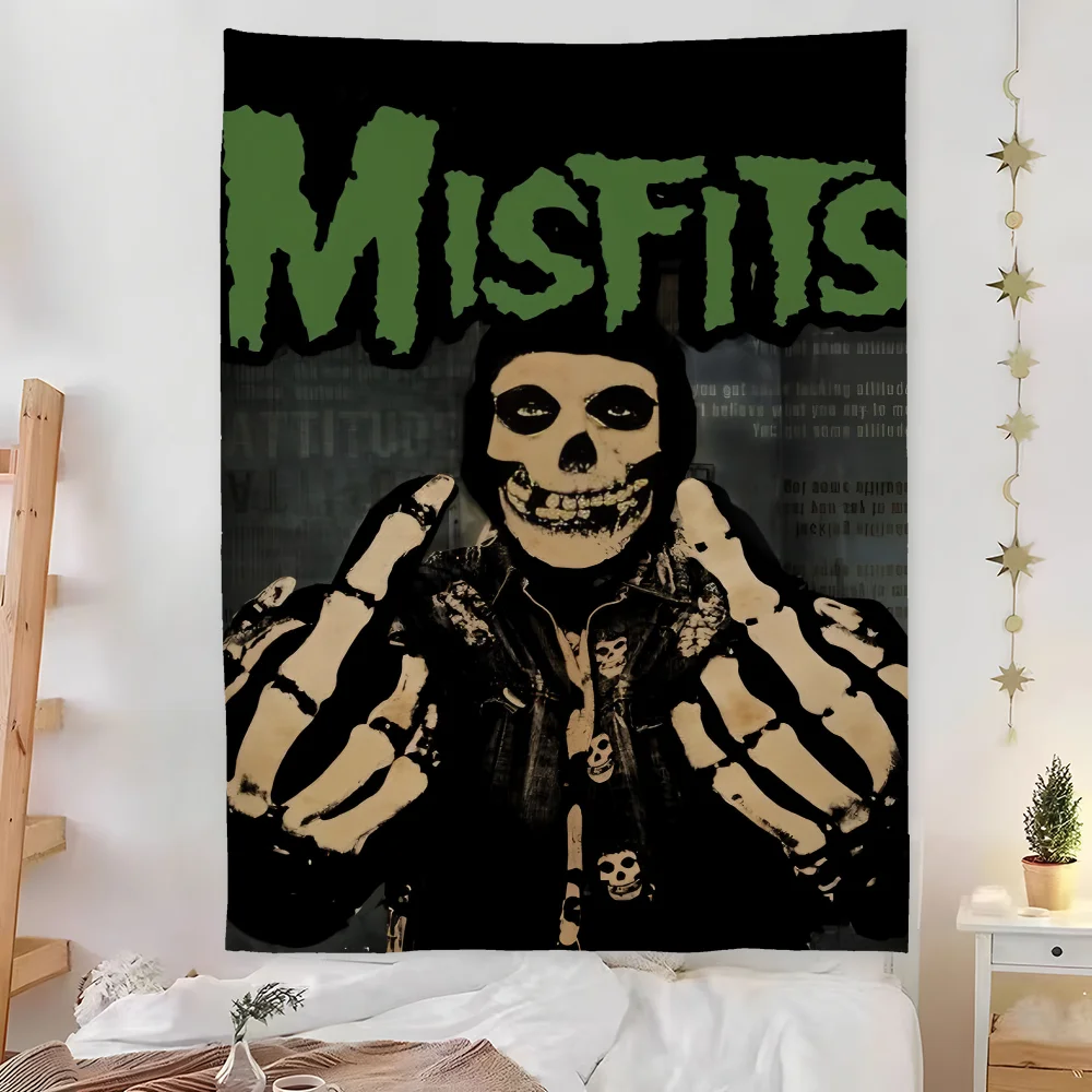 Heavy Rock Band-M-Misfits Tapestry Bedroom Living Bar Garden Outdoor Microfiber Festival Decoration Background Art Banner