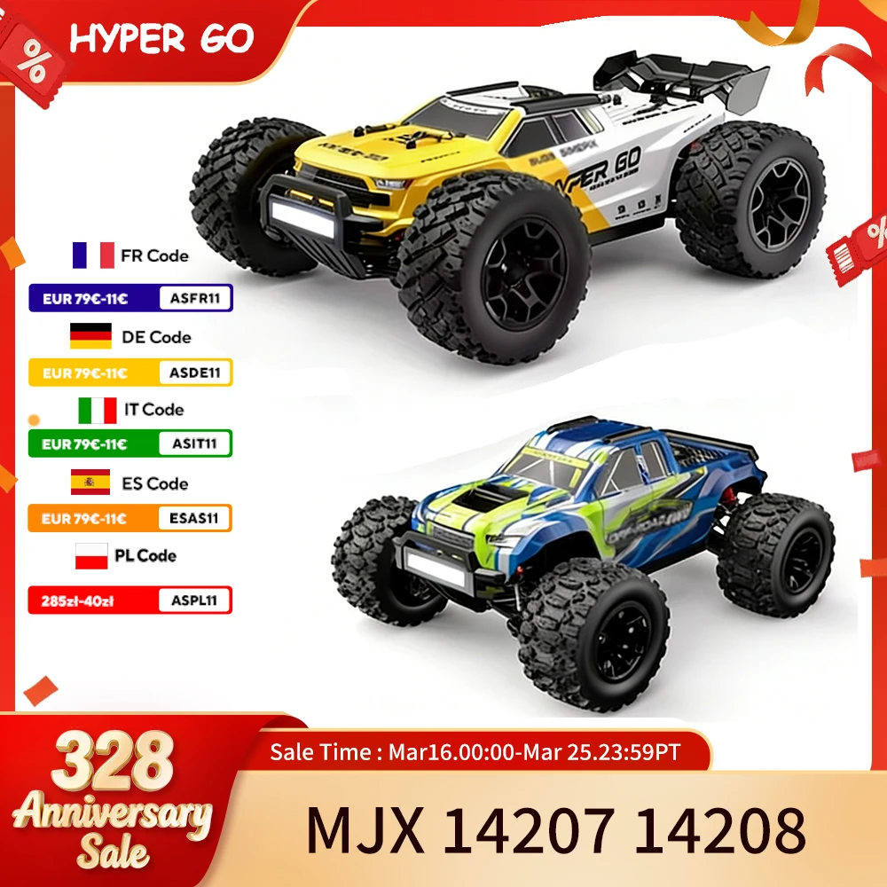HYPER GO MJX 14207 14208 1/14 RC voiture 41-53 km/h sans brosse 2.4G télécommande 4WD tout-terrain haute vitesse RC voiture camion passe-temps jouet