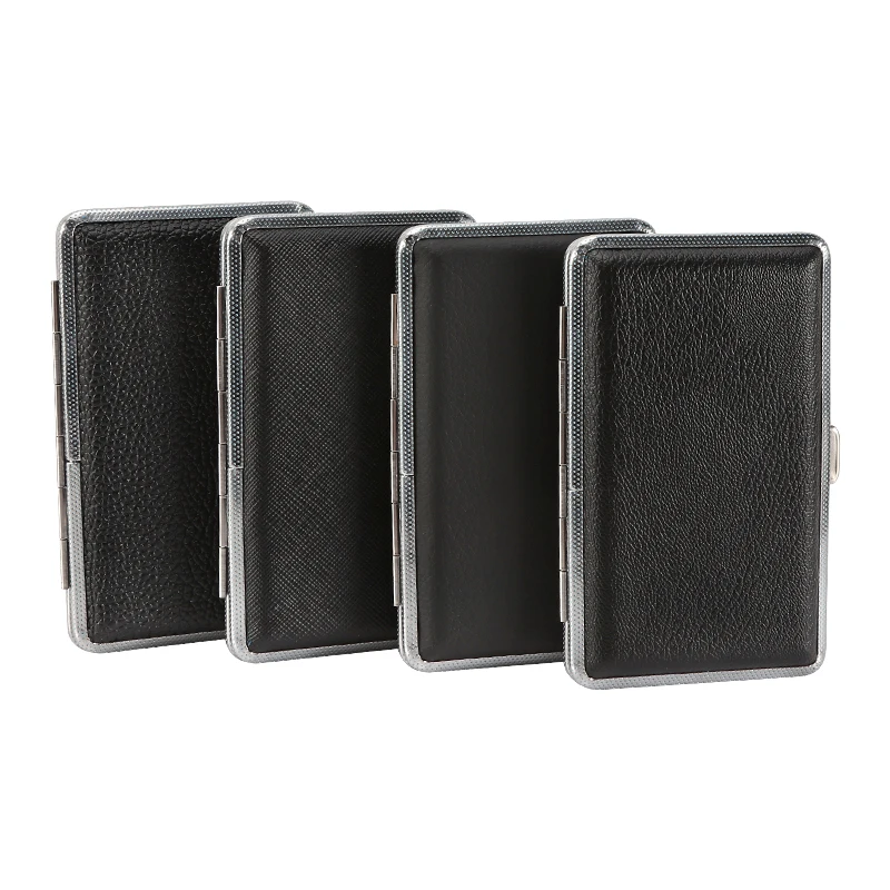 Randomly Pattern Double-open Leather Cigars Cigarettes Cases for 14 Sticks Long Cigarette Tobacco Pocket Boxes Best Gift Men