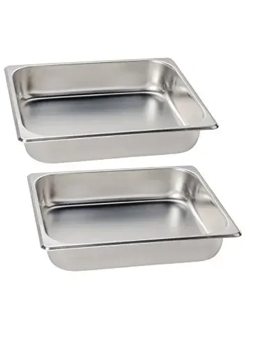 Premier Choice 2 Pack 1/2 Size Chafer Food Pan Stainless Steel Steam Table/Hotel Pan - 2 1/2