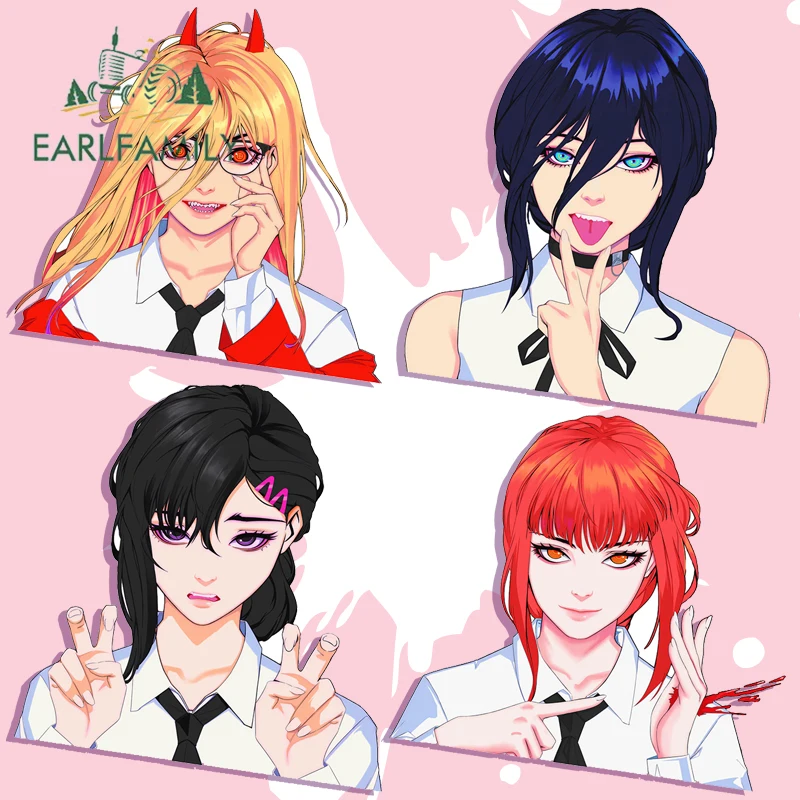 

EARLFAMILY Power Makima Kobeni Reze Peeker Fanart Car Stickers Chibi Female Original Decals Windows Scratch Proof Accessories