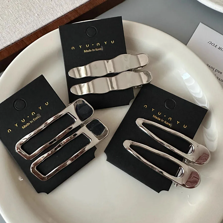 3 Stück Haarspangen aus Silberlegierung in einfarbiger Farbe für Frauen und Mädchen, Haarnadeln im koreanischen Stil, Kopfschmuck, Ornament – Detail 3