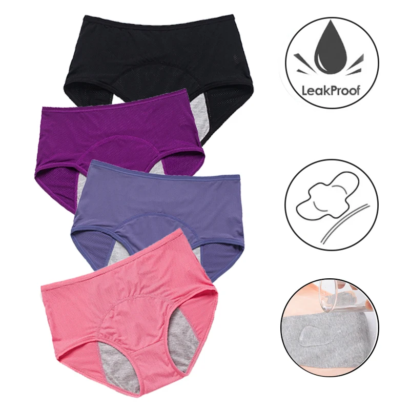 

2pc Menstrual Panties L-6XL Plus Size LeakProof Physiological Pants Women Period Underpants Lady Menstruation Breathable Briefs