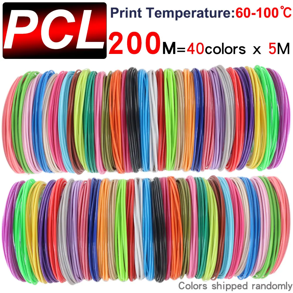 PCL Color Low-Temperature 3D Pen Filament 1.75MM, Suitable for Children's 3D Pens, Brightly Colored, Odorless and Smoke-free