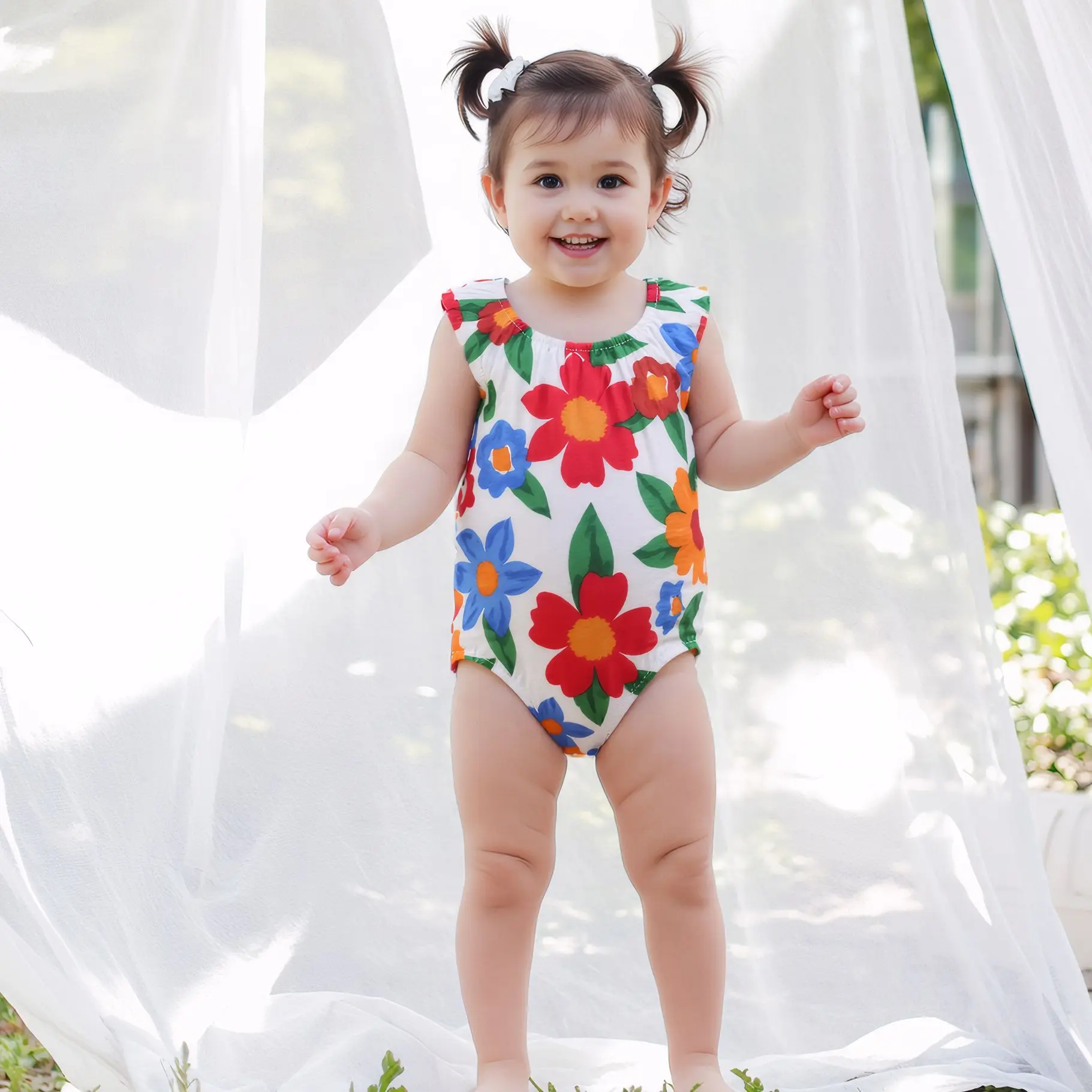 

Sanlutoz Summer Sleeveless Baby Girls Bodysuits Cotton Princess Clothes Flower Casual Lovely Onesies Cute