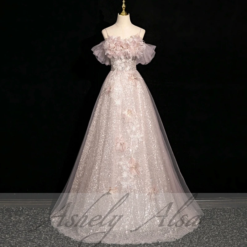 Robe de princesse Kendny élégante personnalisée pour femmes, tenue de soirée, fleur, longue ligne A, Rh, fête d'anniversaire