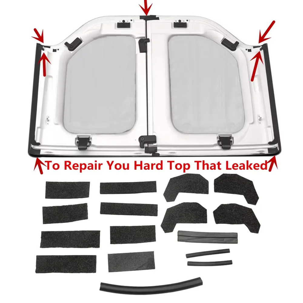 17-PACK Hard Top Seal Kit for 2007-2018 Jeep Wrangler JK JKU Rubicon Sport Sahara Interior Mouldings Accessories Black
