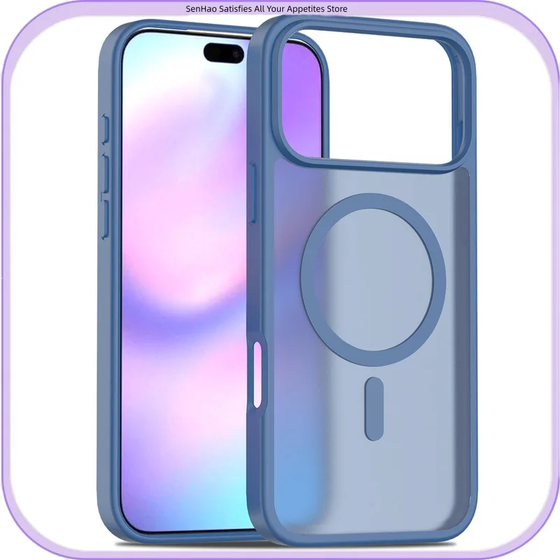 حافظة مغناطيسية متوافقة مع 17 Pro Max، غطاء Magsafe مضاد للسقوط 2 في 1 بلوري مقاوم للصدمات