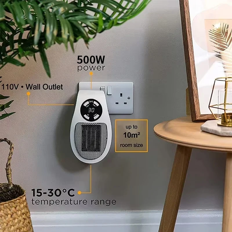 350W Portable Heater Electric Heater Convenient Room Heater Remote Control Wall Mounted Heater Winter Heating Home Appliance image 2