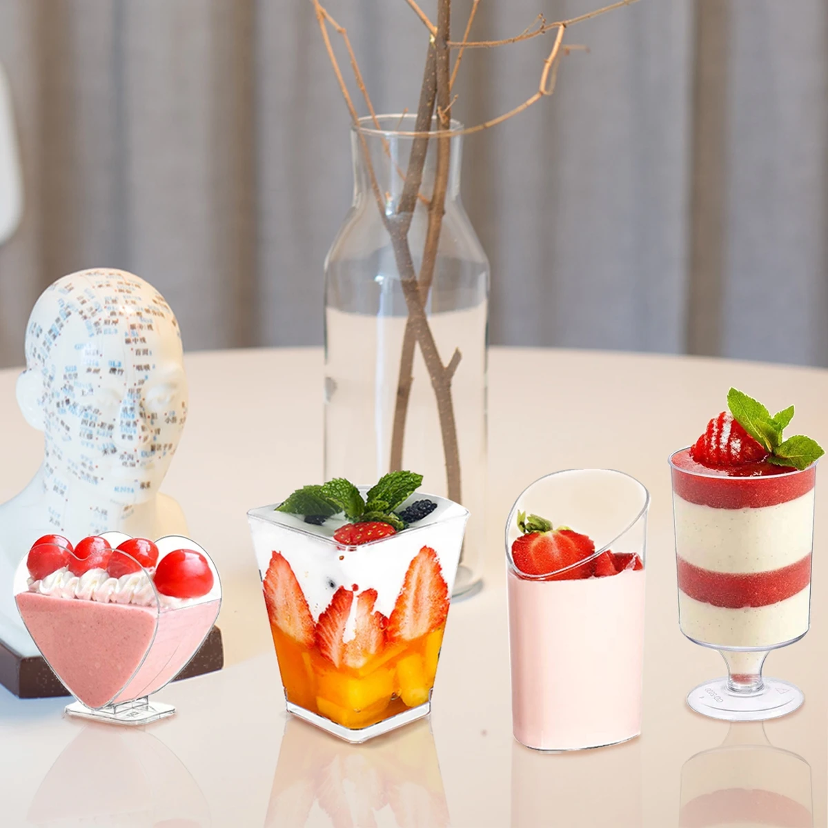 Plastic Mousse Cup Ladder Shaped Dessert Cups Pudding Cup Dessert Cake Cup Appetizer Jelly Yogurt Mousse Baking Cup Party Decor