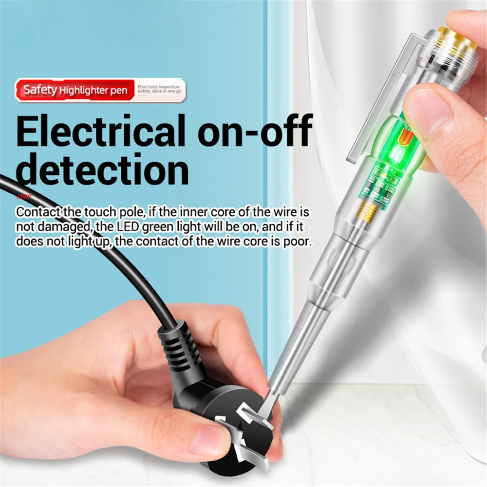 B14 24-250V Voltage Detector Pen Electric Induced Electric Screwdriver Probe with Indicator Light Sound Light Alarm Test Pen