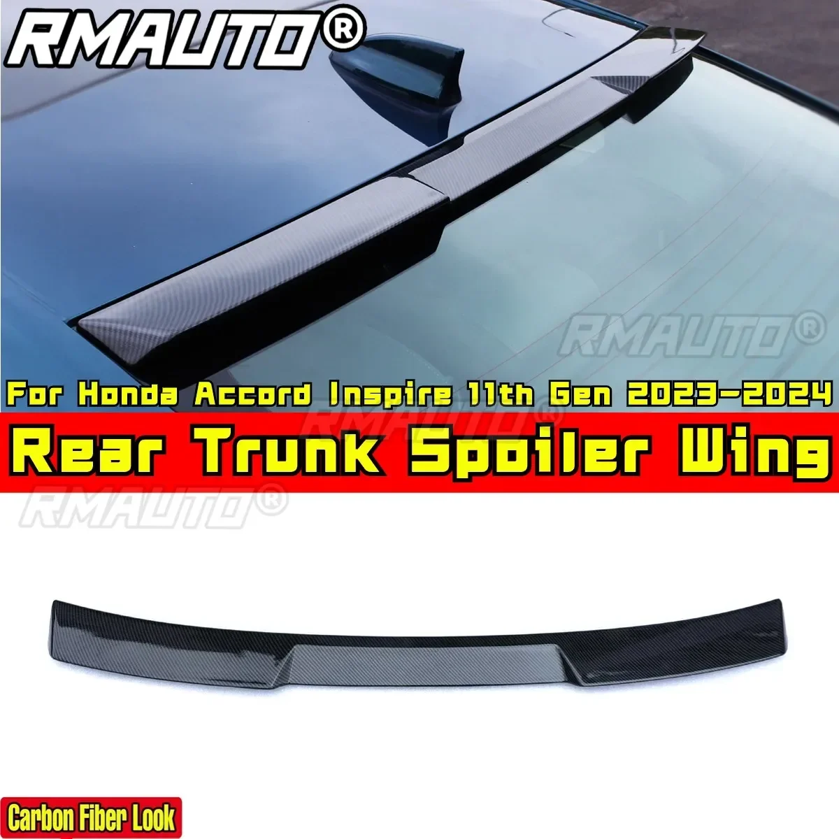 

For Honda Accord 11th Gen 2023-2024 Body Kit Car Rear Spoiler Carbon Fiber Look Sport Style Roof Spoiler Car Accessories