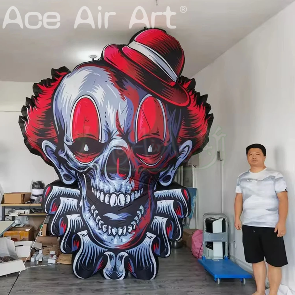Globo publicitario de pared con letrero de cabeza de payaso inflable gigante de Halloween para decoraciones de Halloween