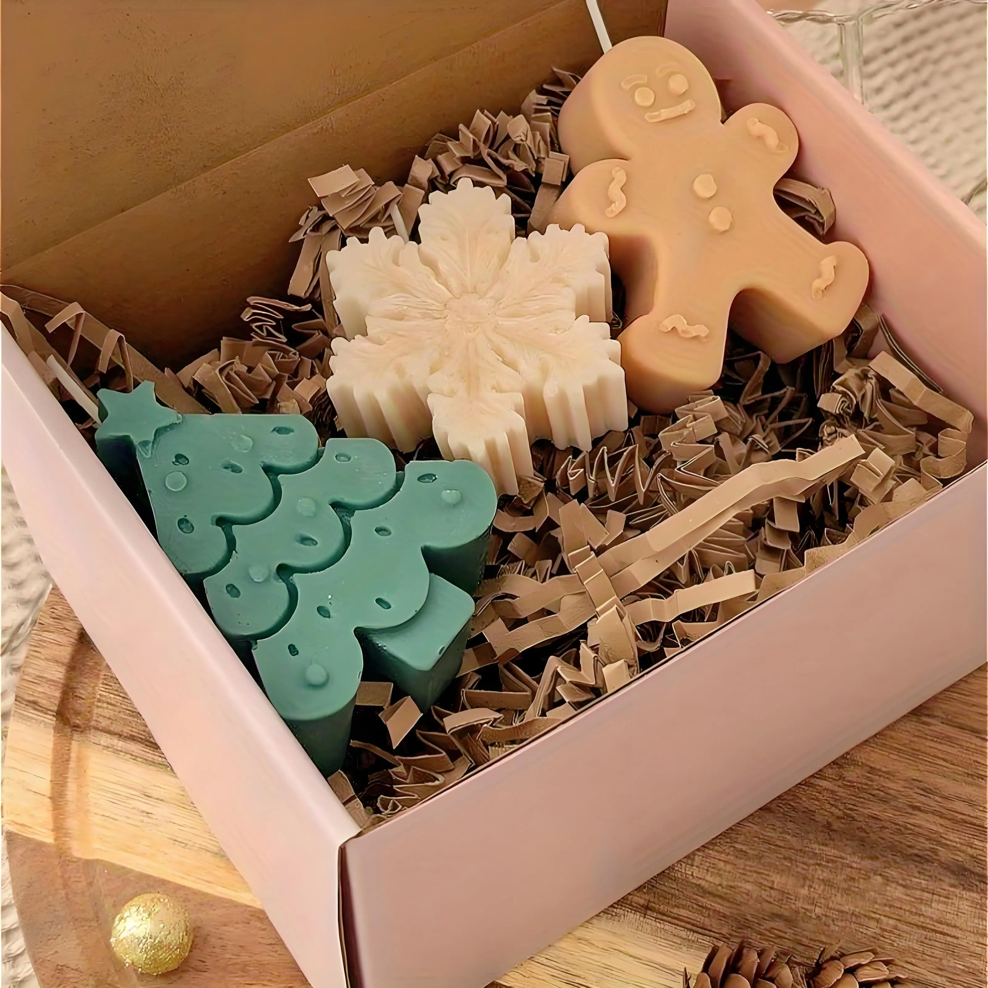 3 stücke Silikon Kerze Form Set Weihnachten Baum Lebkuchen Mann Schneemann DIY Zeichnung Animation Yeso Ton Harz Dekoration Form