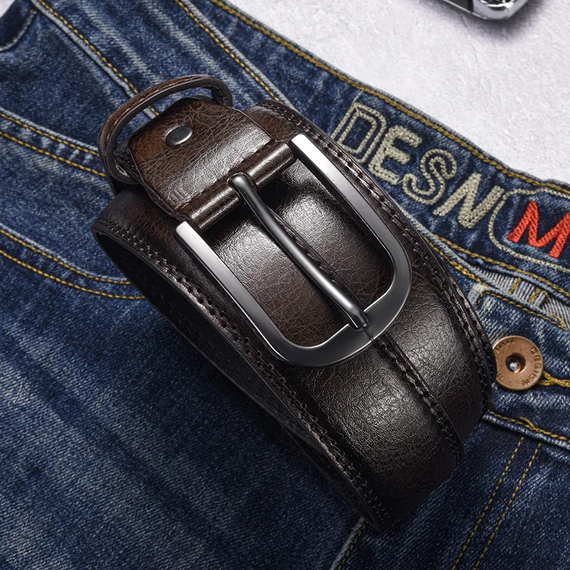 Fashion High Quality PU Leather Belts for Men Strap Male Pin Buckle Business Suit West Leisure Belt Jeans Cowboy Cintos Luxury