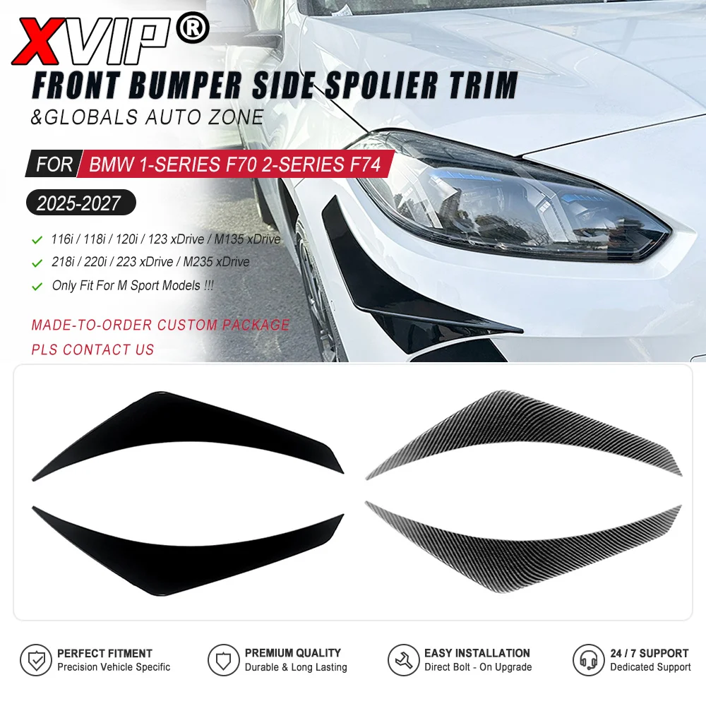 Gloss Black Front Bumper Side Canards Air Knife For BMW 1 2 Series F70 F74 M Sport Model 2025-2027 118i 120i 123 218i 220i 223