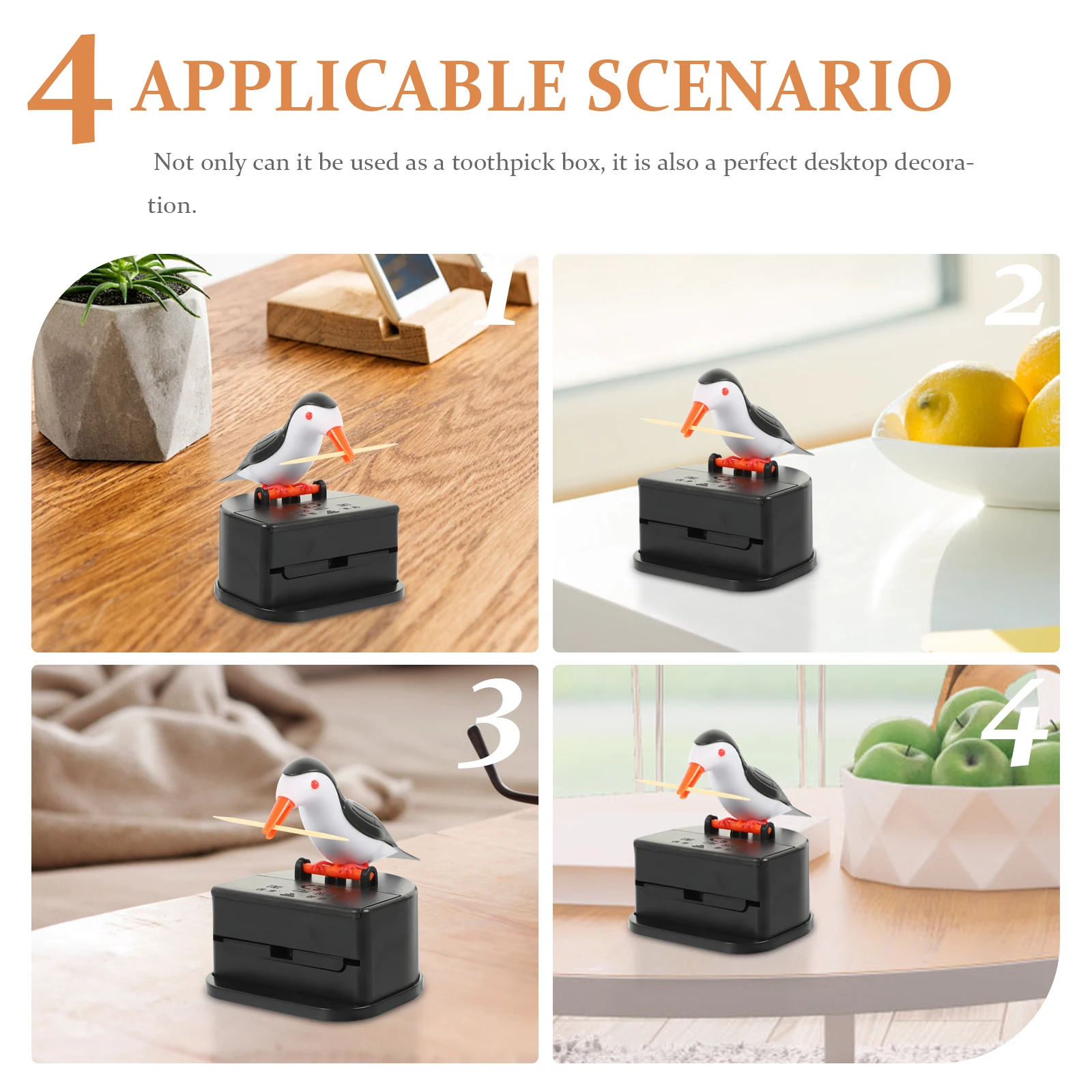 

1 Set Of Bird Design Press Type Toothpick Box Automatic Dispenser For Home Kitchen Travel Decorative Toothpick Container Holder