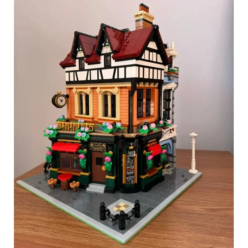 مجموعة مكعبات بناء وحدات ركن الشارع، نموذج ركن الشارع البريطاني، لعبة مكعبات بناء التجميع، مناسبة كهدية لعيد الميلاد #1