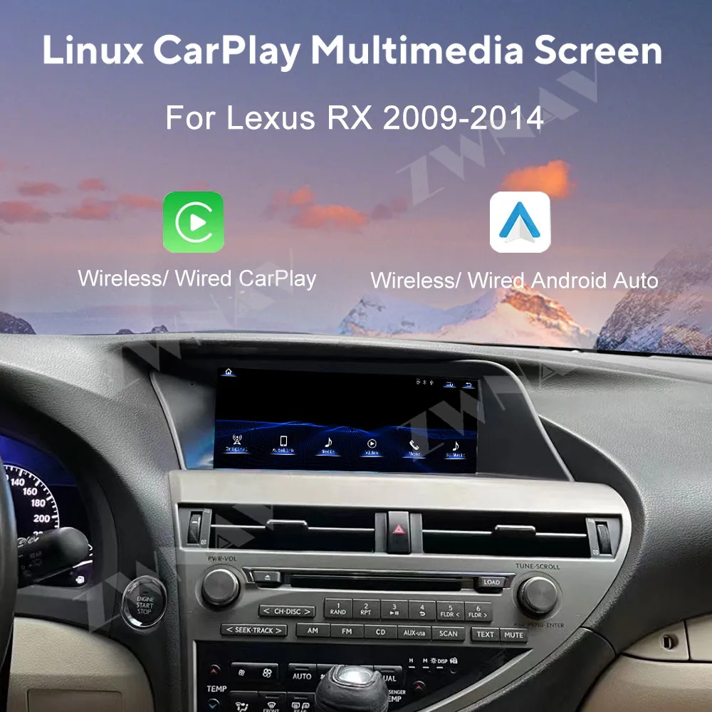 Linux System Wireless CarPlay For Lexus RX Series 2009 2010 2011 2012 2013 2014 With Android Multimedia Player CarPlay Screen