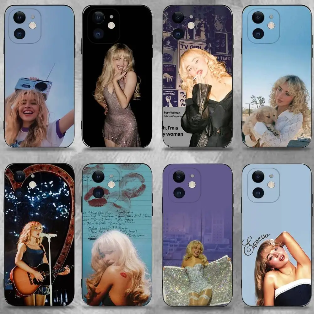 

S-Sabrina C-CarpenterS Phone Case For iPhone 17,16,15,14,13,12,11 Plus,Pro Max,XS,X,XR,SE,Mini,8,7,Soft Silicone Black Cover