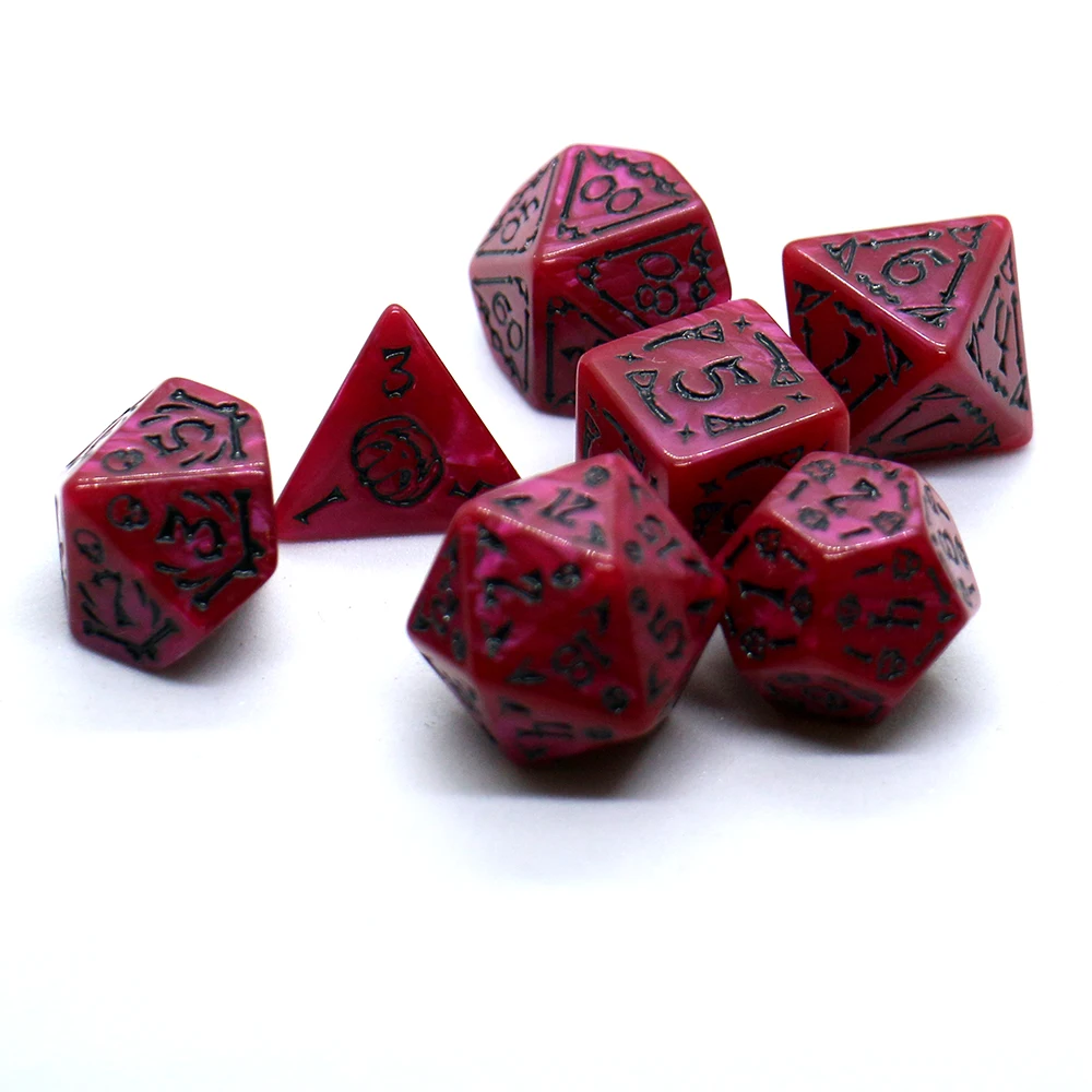 Set Dadu Permainan Papan Pola Halloween Relief 7 Buah, Dadu Permainan DND