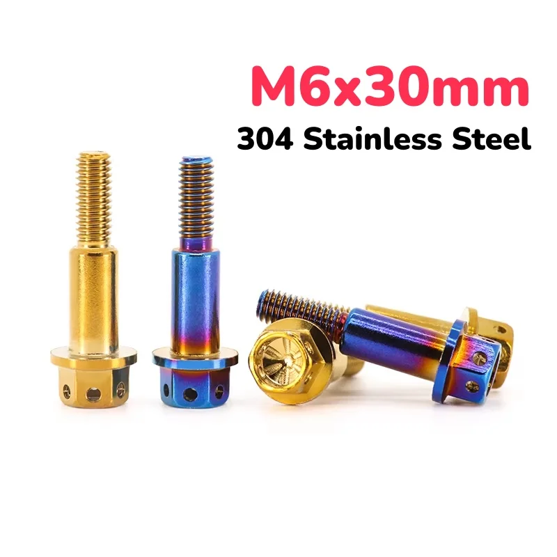M6x30mm 304 Stainless Steel With Steps Hexagonal Flange Hollow Screws Fastener for Motorcycle Modification Bolts