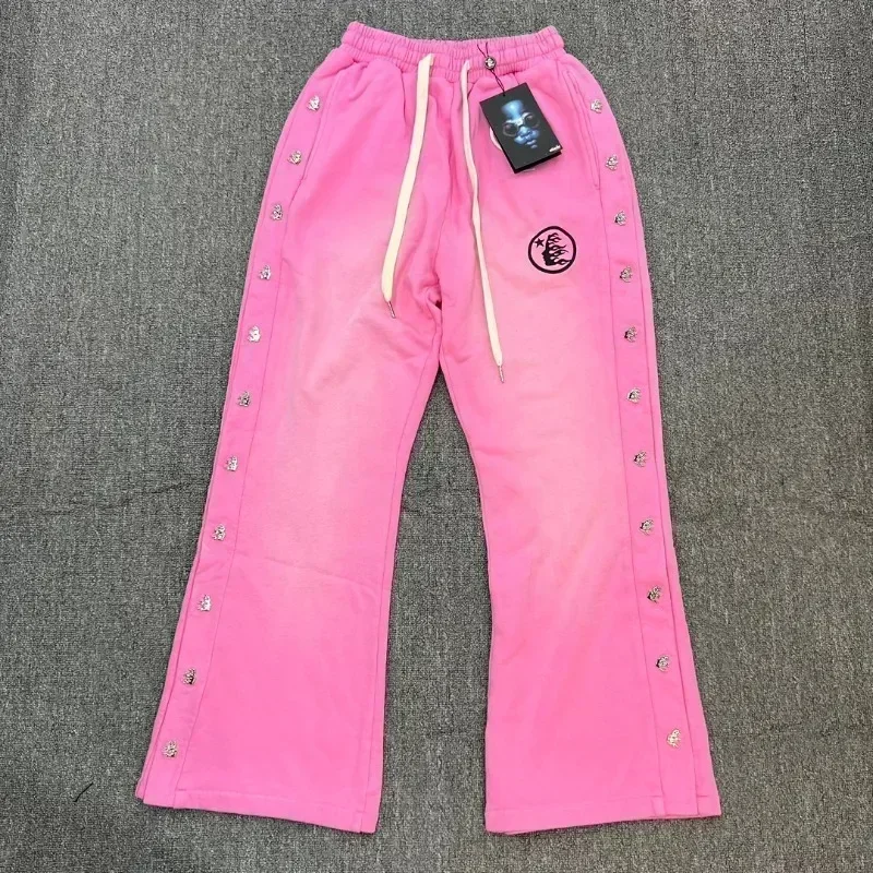 24ss Washed Pink Oversized Pants Men Women 1:1 Best Quality Pure Cotton Casual Trousers