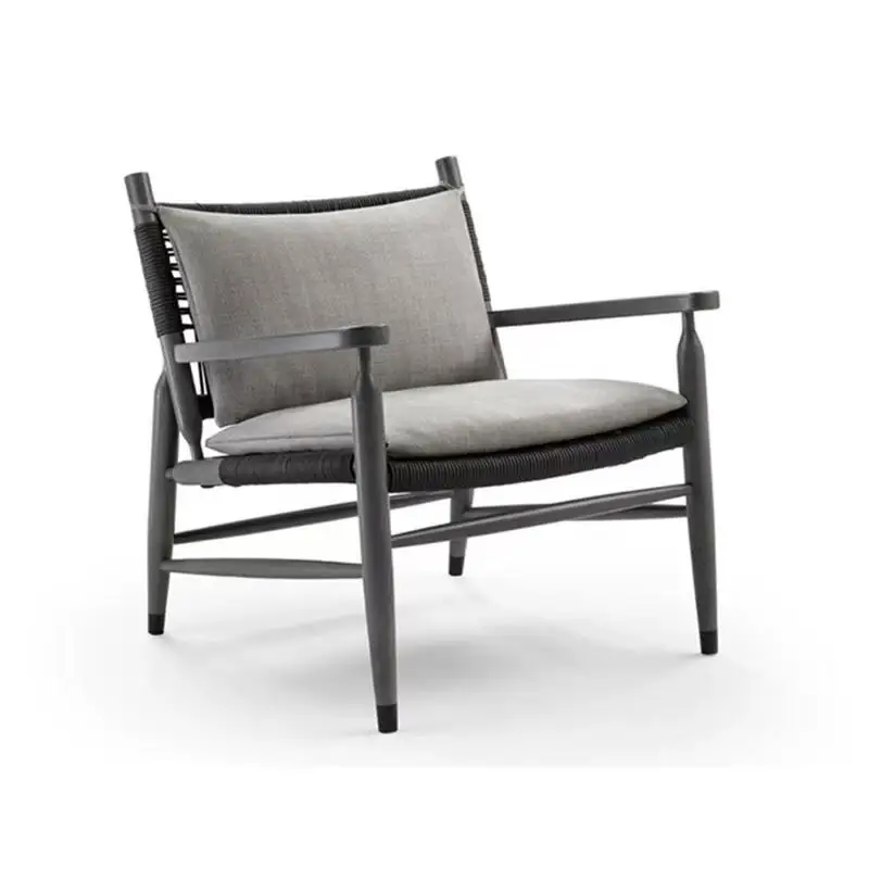 Rattan Solid Wood Outdoor Sofa Outdoor Terrace Homestay Garden Villa Courtyard Single Rattan Chair Leisure Chair Furniture