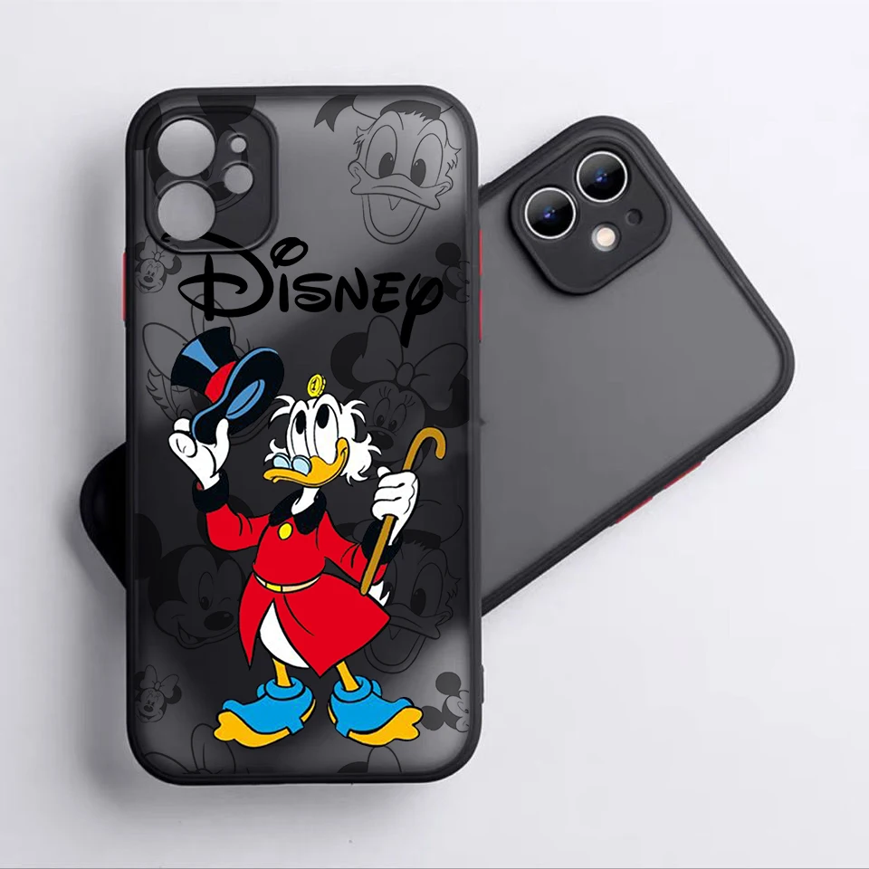 Disney Donald Duck Q-version For Apple iPhone 15 14 13 12 11 Mini XS XR X Pro MAX 8 7 Plus 2025 Frosted Translucent Phone Case