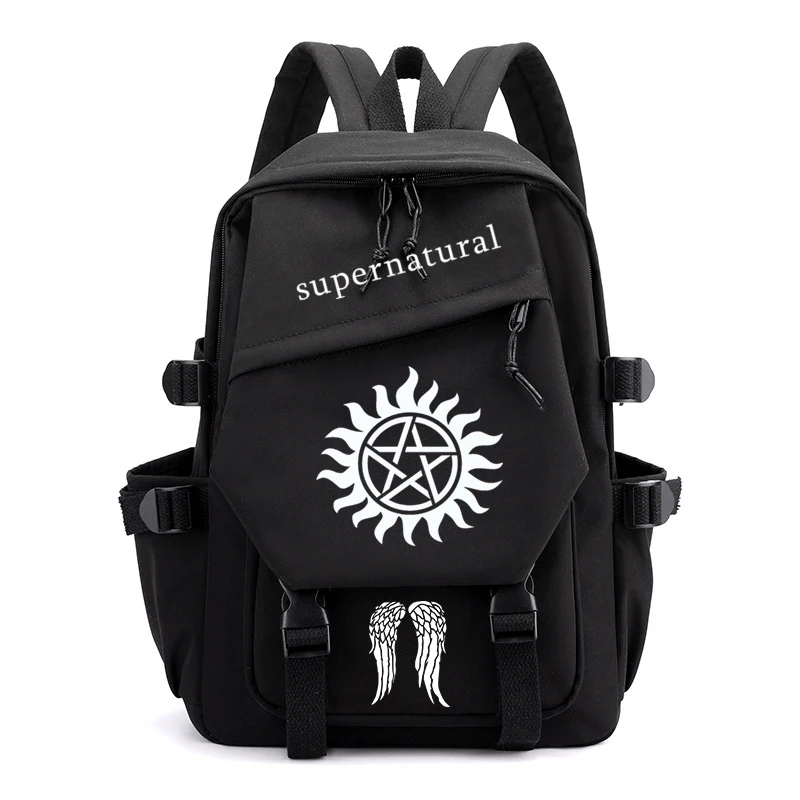

TV Supernatural Printed Backpack Student Large Capacity Canvas School Bag Travel Rucksack SPN Supernatural Schoolbag Boy Girl