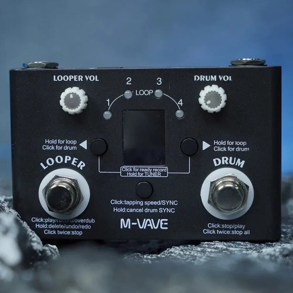 M-VAVE Guitar Effect Pedal Drum Looper Effector LOST TEMPO 30 Drums 11 Mins Looper Recoding Time Precision Tuner Effect CUVAVE