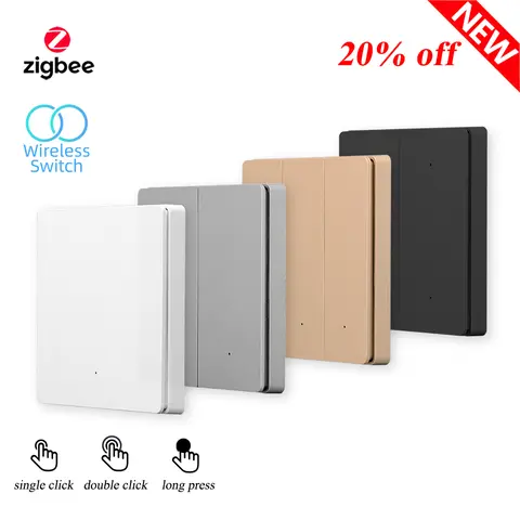 Tuya Zigbee Wireless Scene Switch Remote Control 1/2/3/4 Gang Black Grey Battery Powered Work With ZigBee2mqtt Home Assistant