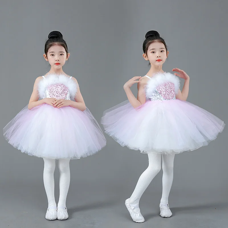 Vestido de baile para niñas, traje de baile de cisne pequeño, ropa de rendimiento de baile moderno, falda de princesa, tutú de Ballet