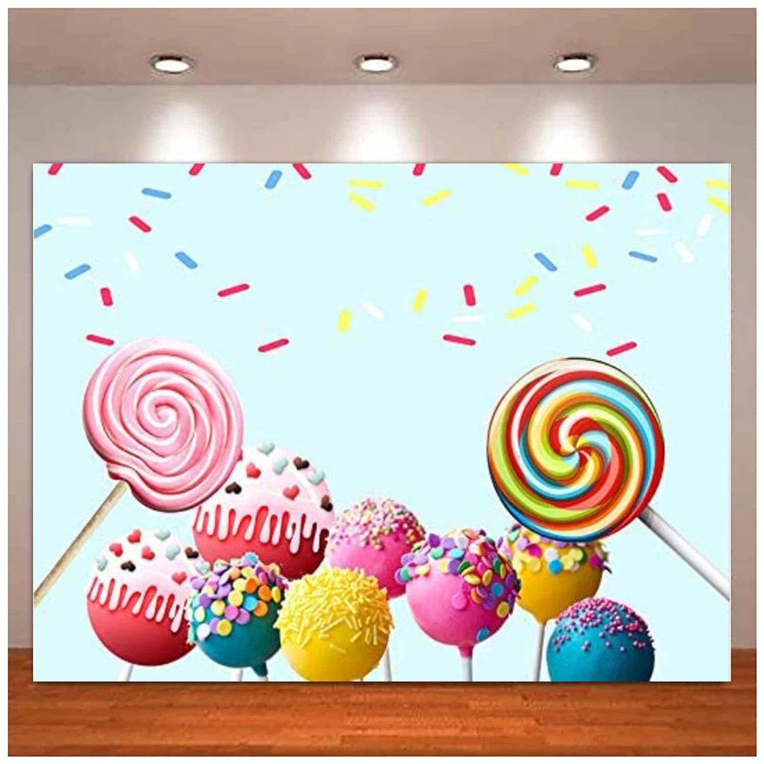 Children Birthday Party Photography Backdrop Colorful Lollipops Candy Photo Background Banner Poster For Studio Video Props