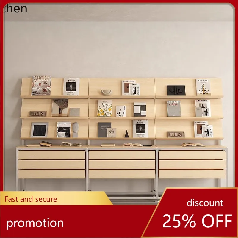 CZ Birch Wood Display Rack Shelf Storage Exhibition Bookshelf Industrial Style File Drawer Sample Display