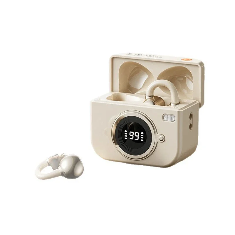 B64 Bluetooth Ear Clip Headphones with Digital Battery Level Display High Sound Quality Comfortable Semi-In-Ear Wireless Earbuds