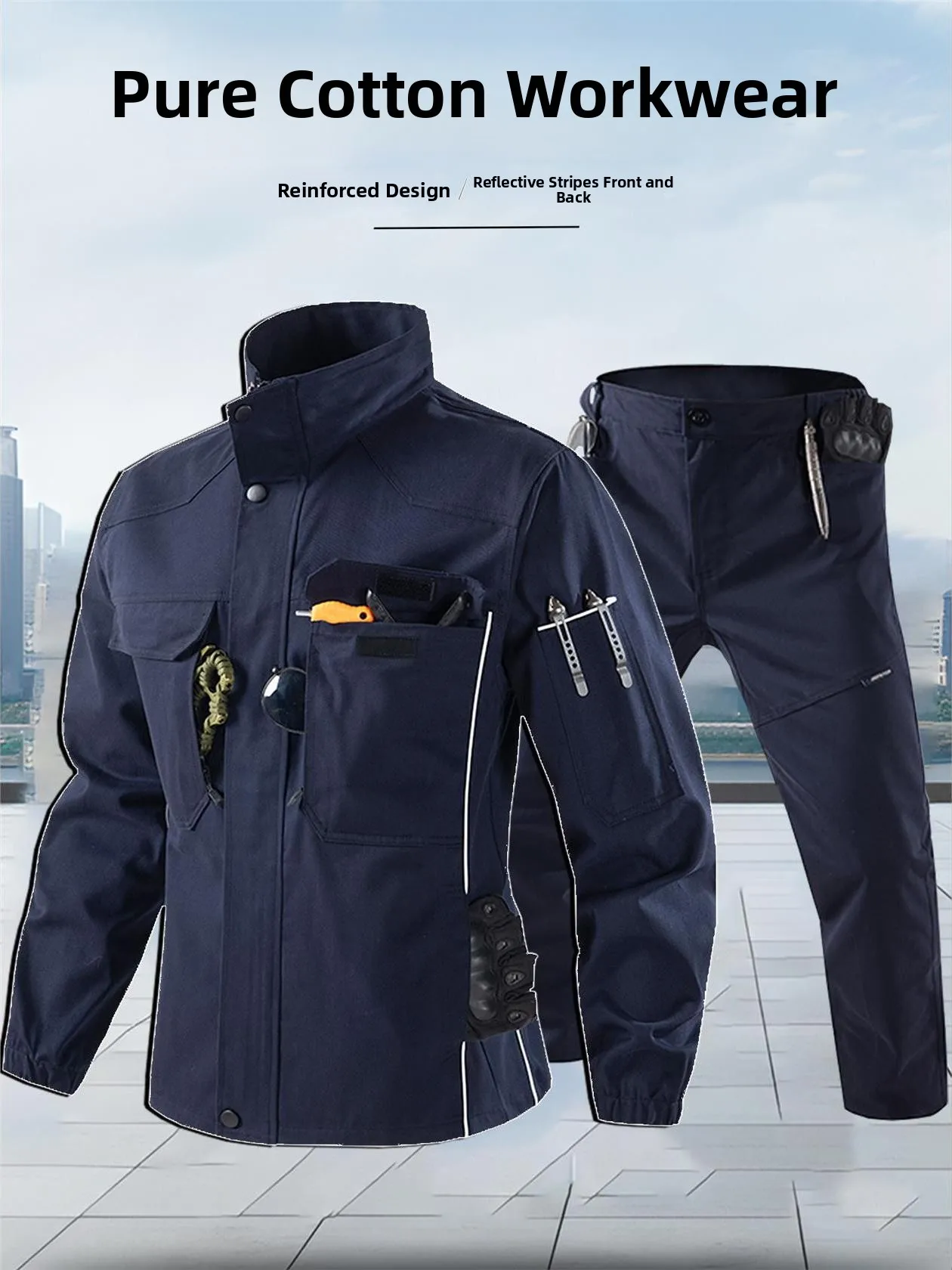 

Pure Cotton Workwear Set Men's Labor Protection Clothing Welding Site Wear Resistant Thiened Anti-Scalding New Spr...