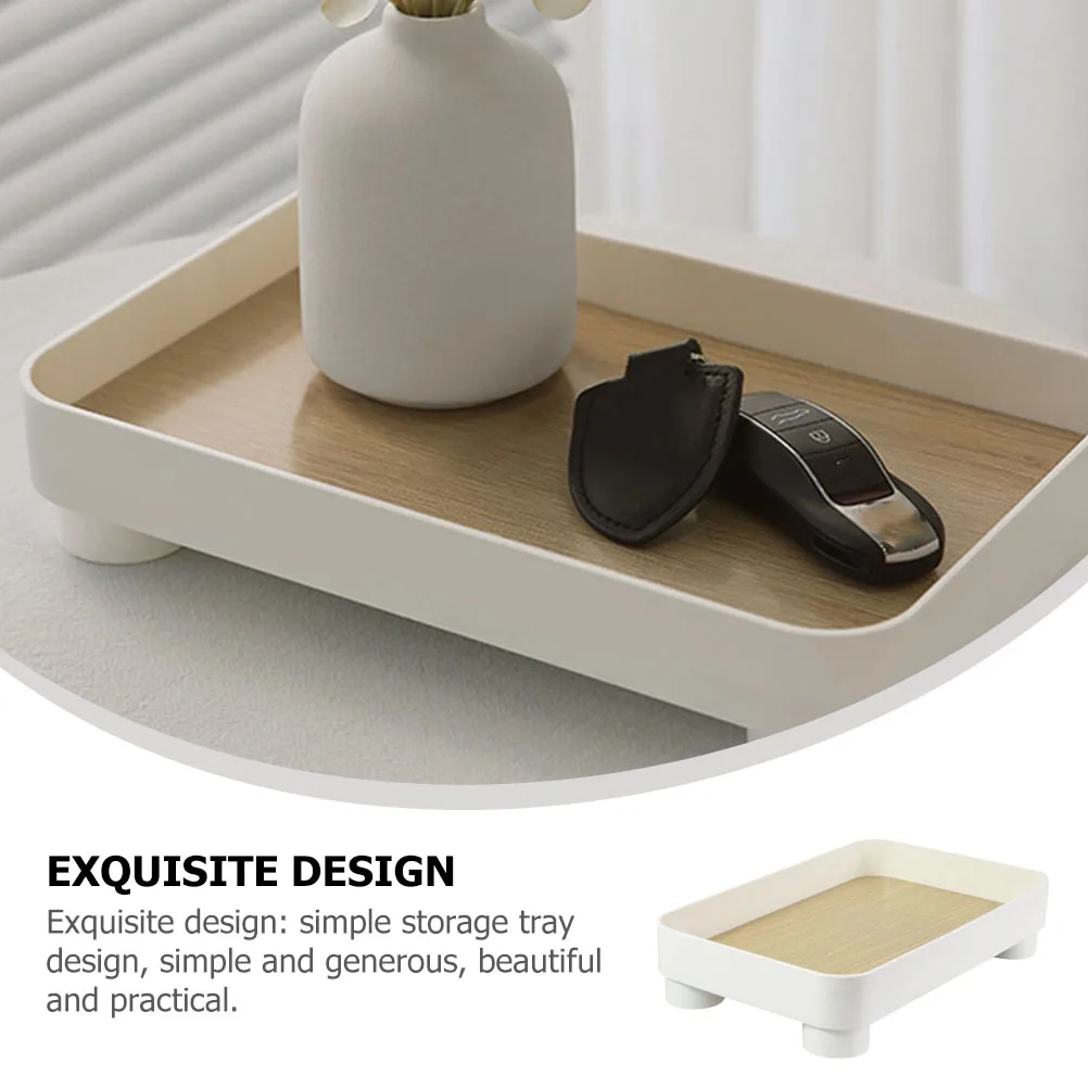 

1pc Wooden Storage Tray Large Capacity Multi-Functional Organizer For Bathroom Vanity Desk Decorative Abs Holder Farmhouse