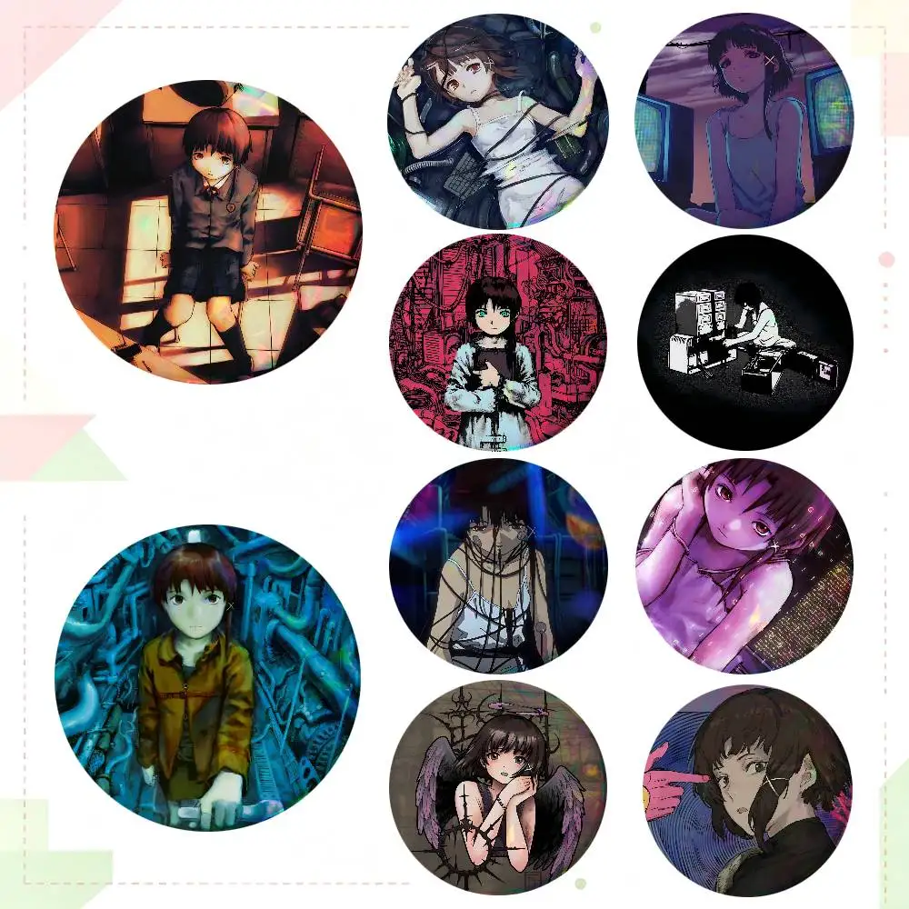 Serial Experiments Lain Anime Round Badge Lapel Pin Backpack Clothing Jewelry Accessories Gift Brooch