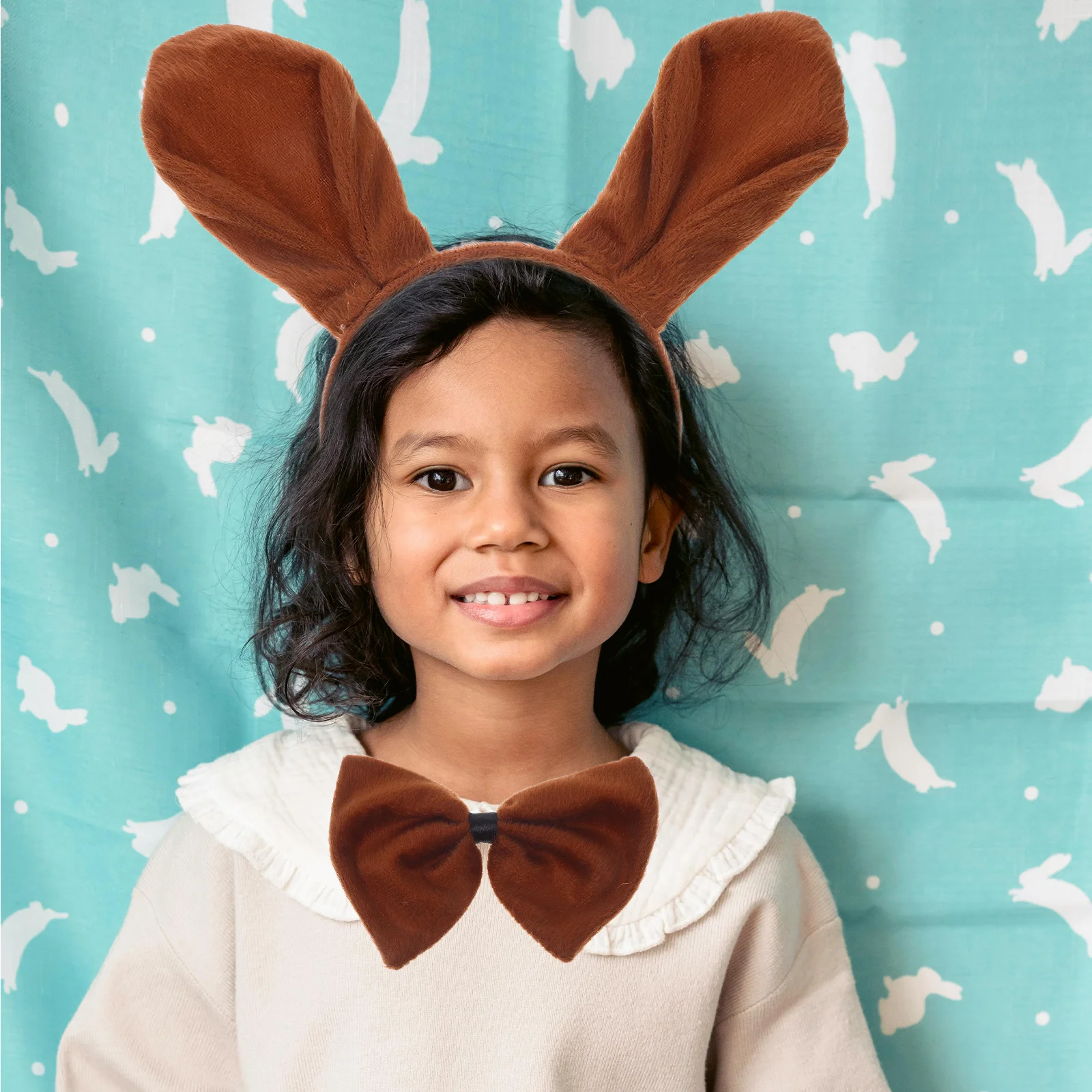 3개 세트 댄스 파티 장식 짧은 머리띠 나비넥타이 꼬리 키트 어린이용 동물 의상 세트 공연 의상 브라운