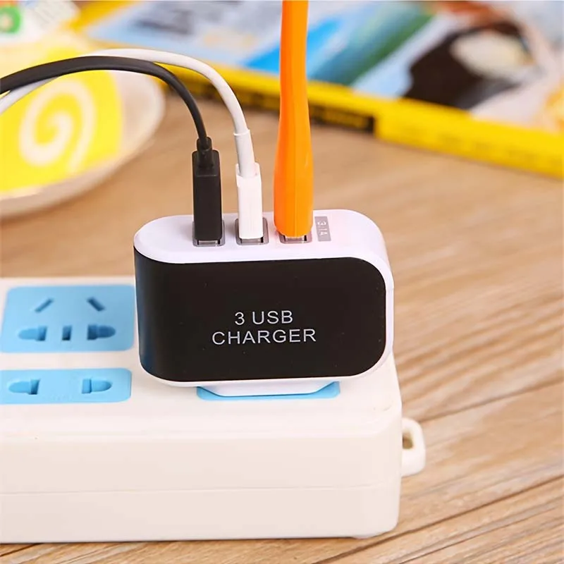 5V 1A 3-Port USB Wall Charger Adapter Candy Color For Mobile Phone Travel IPhone Charging Adapter With Indicator For Android Box