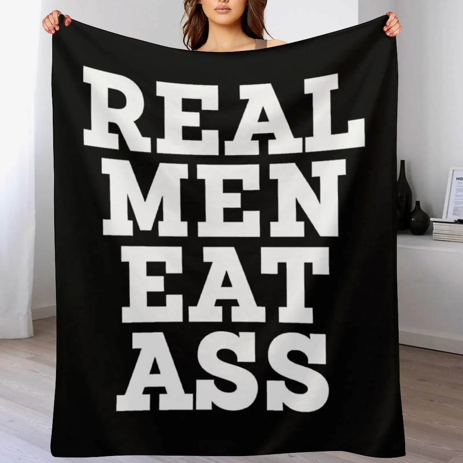 Real Men Eat Ass Throw Blanket Decorative Soft Throw Blanket for Couch Sofa