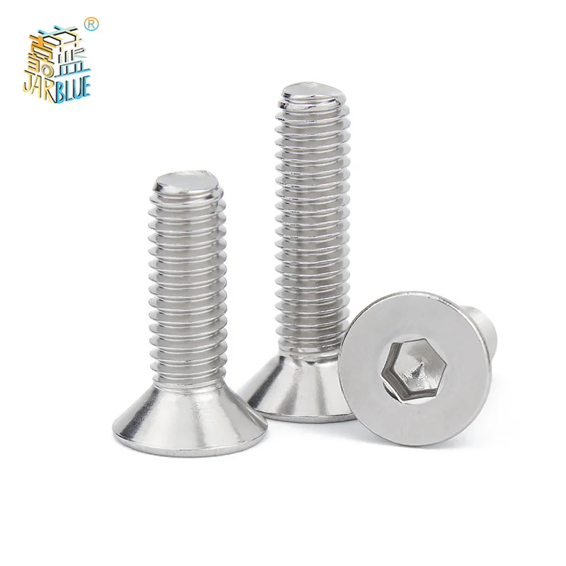 10 pcs/lot Hexagon Hex Socket Countersunk Screw Flat Head Allen Bolts M2 M3 M4 M5 M6 M8 M10 M12 M16 304 Stainless Steel DIN7991