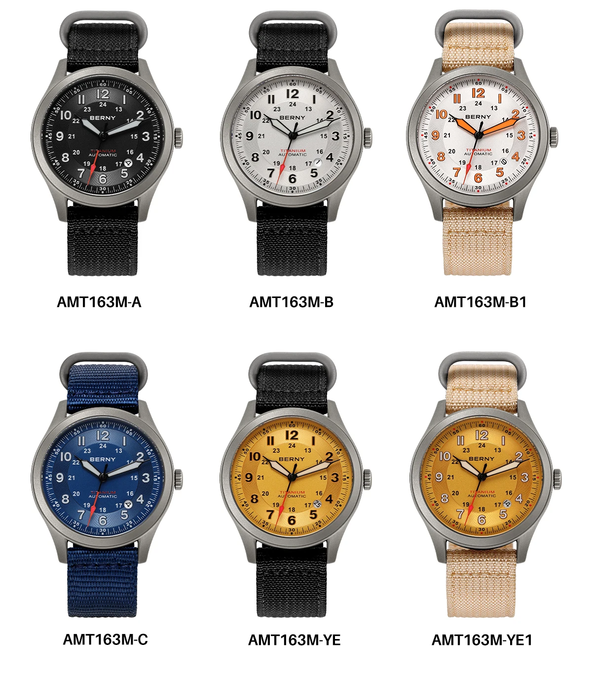 BERNY Orologio Automatico Uomo In Titanio | Vetro Zaffiro E Movimento Miyota 8215 | Impermeabile 10ATM | Cinturino In Tela A Sgancio Rapido | Luminoso