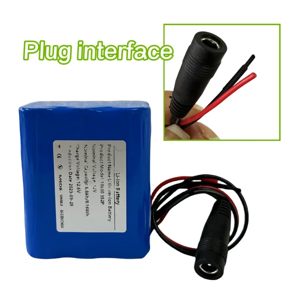 새로운 100% 18650 3S2P 12V 6800mAh 충전식 리튬 이온 배터리 팩 12.6V 충전 배터리 + 충전기