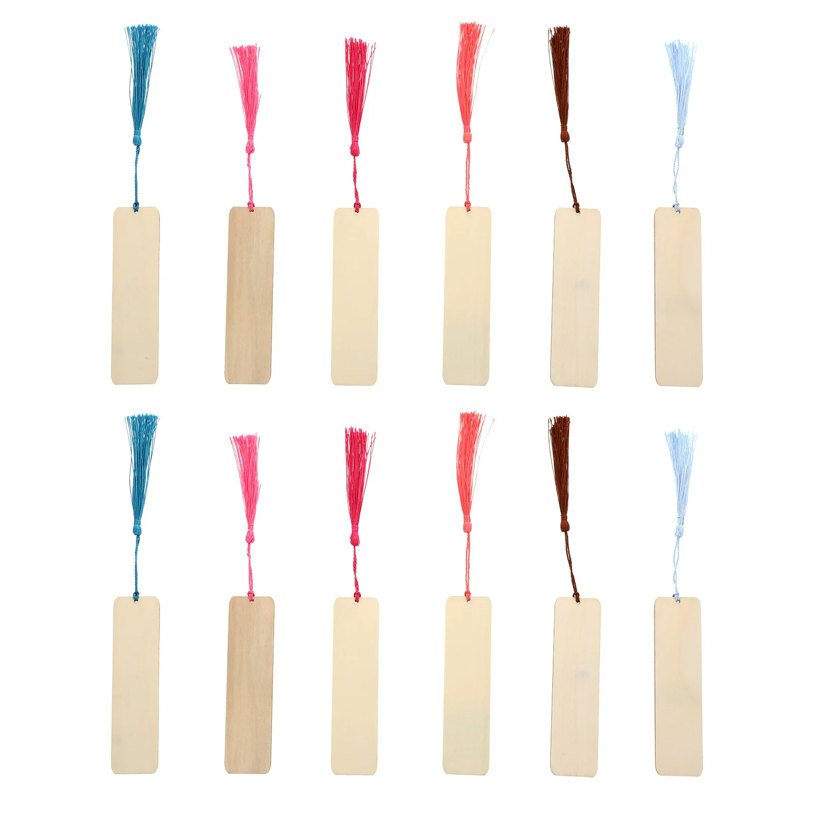 1Set Wooden Bookmark Blank DIY Delicate Tassels Craft Supplies Graffiti Painting for Reading Gift Creative Page Markers
