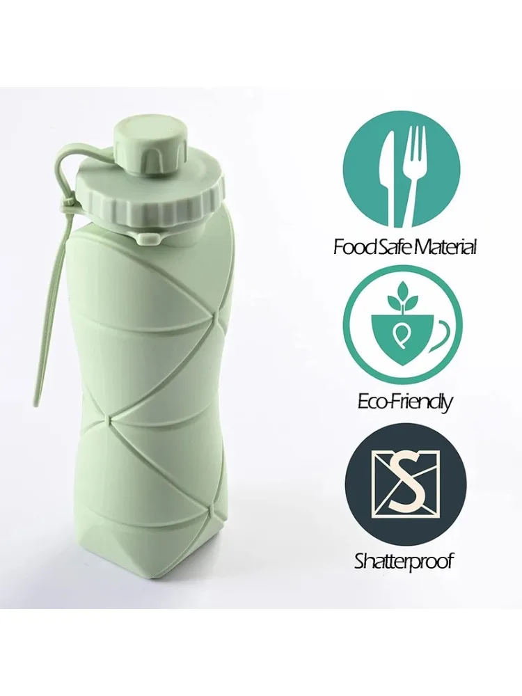 AliExpress NONE 600ML Silicone Folding Water Bottle Sport Camping Reusable Adult Portable Hiking Motivational Drinking Bottle Cycling Kettle