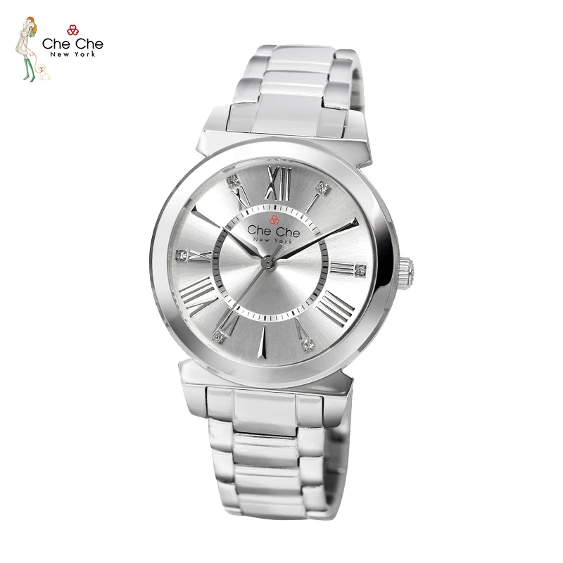 CheChe ladies watch fashion thin Roman numerals light luxury temperament elegant Sliver watches with gift boxes CC005