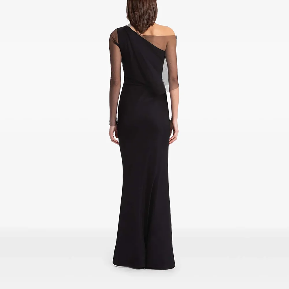 ชุดราตรีสีดำเรียบง่าย ชุดราตรีแบบไหล่เดียว ชุดราตรีหรูหราสำหรับงานพิธีการ ชุดราตรียาวถึงพื้น ชุดราตรีงานพรอม สามารถสั่งตัดได้ ปี 2025